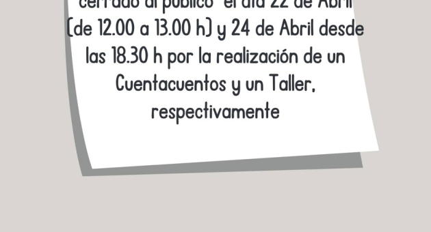 Aviso del Centro de lectura Carmen Crespo